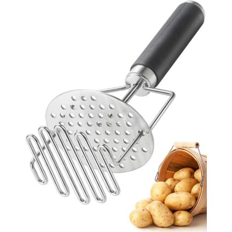 Presse-purée en acier inoxydable, presse-purée à pommes de terre, main presse-purée, outil de cuisine presse-purée, presse-purée pour purée de pommes de terre, conception à double pression (1/5)
