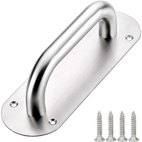 1 Pcs Poignée de Porte Coulissante, Poignées de Porte à Pousser en Acier Inoxydable, Traction de Poignée d'Armoire avec Plaque Arrière pour les Portes de Grange Placard Jardin(200x 65mm/Oval) (1/5)