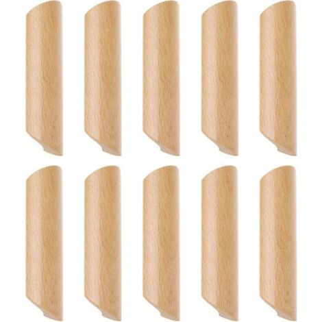 Lot de 10 Poignées de Placard en Bois Forme Éventail Poignée pour Meuble Tiroir avec Vis Entraxe 160mm (1/4)