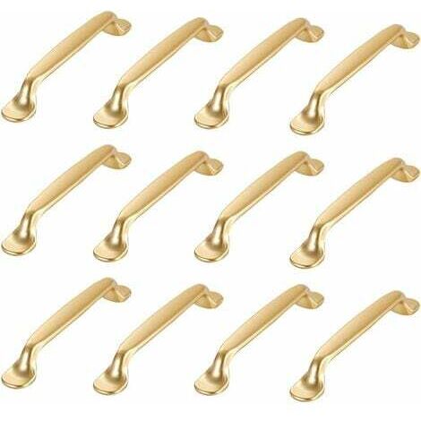 Tuserxln – Lot de 12 poignées de meuble dorées – Alliage d'aluminium – Entraxe 96mm – Dimensions 131x19x23.8mm – Vis incluses