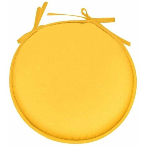 Galette de chaise jaune ronde en polyester (1/2)