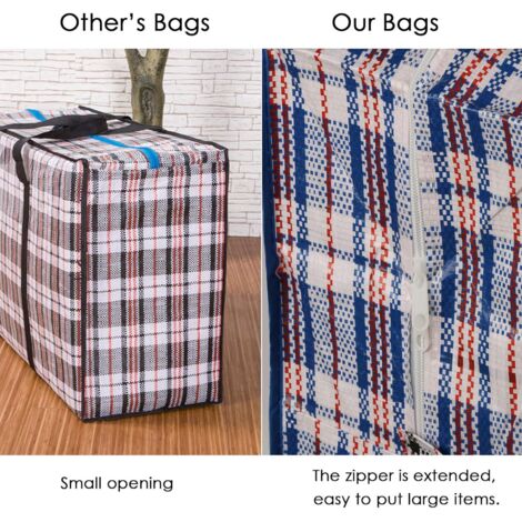 Lot De 4 Sacs à Linge Extra Larges Avec Poignées – Sacs De Déménagement Et De Rangement Avec Fermeture éclair – Sacs D'emballage Robustes Pour Déménagement