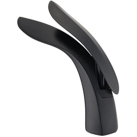 Robinet Lavabo Robinet Salle De Bain, Moderne Design Élégant Laiton Noir Mitigeur Lavabo, Eau Chaude Et Froide Disponible, Valve En Céramique (1/5)