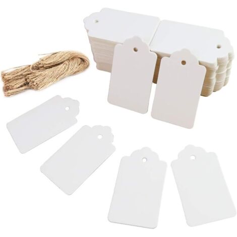200 pcs Étiquettes en Papier Kraft Étiquettes Cadeau Blanc avec Cordon (1/5)