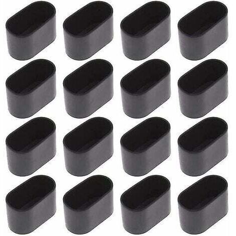 16 embouts ovales pour table et chaise, 15 x 30 mm, Noir (1/4)