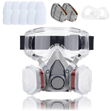Masque Protection18 in 1, Masque Peinture, Réutilisable Avec Filtre Anti Poussière,Masque a Gaz Respiratoire avec Filtre pour Pulvérisation,Peinture,Travaux, Produits Chimiques,Bricolage,Ponçage (1/5)