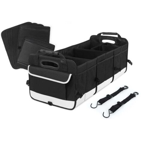 Grand organisateur de coffre de voiture, avec 5 compartiments de rangement de coffre et rangement pour SUV, poignée renforcée, sangles de fixation, organisateur de coffre disponible (1/5)