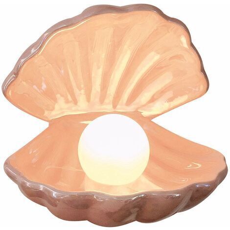 Lampe de chevet en céramique décorative – Design coquillage chic – 20,5 x 20,5 x 18 cm – Éclairage doux pour chambre et bureau – Jormftte