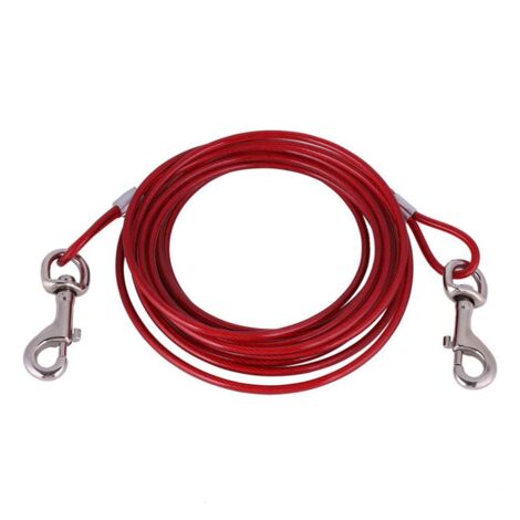 Laisse pour chien en fil d\'acier long, câble de sécurité solide pour animaux de compagnie pour une utilisation en extérieur 3m (1/4)