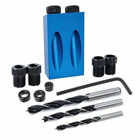 14 Pcs Gabarit De Trou De Poche Set,15°De Percage Oblique,Avec Adaptateur 6/8/10mm,Oblique Positionneur Outil De Localisation Pour Guide De Perçage (1/5)