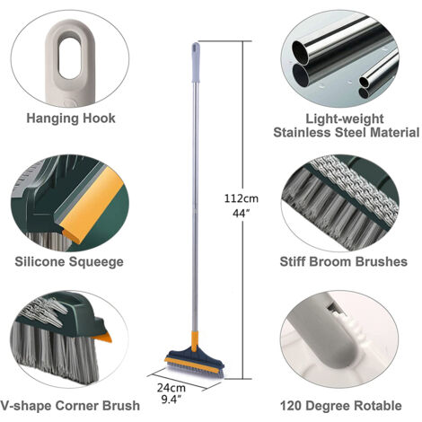 Brosse à récurer 3 en 1 avec manche Long, douche rotative à 120 °, brosse de nettoyage domestique pour salle de bain et cuisine (1/5)