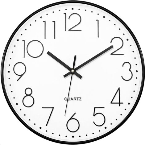 Horloge murale 12 pouces, élégante, moderne, silencieuse, sans tic-tac, à quartz, fonctionne avec piles, design décoratif rond pour la maison/bureau/cuisine/chambre/salon, facile à lire (1/5)