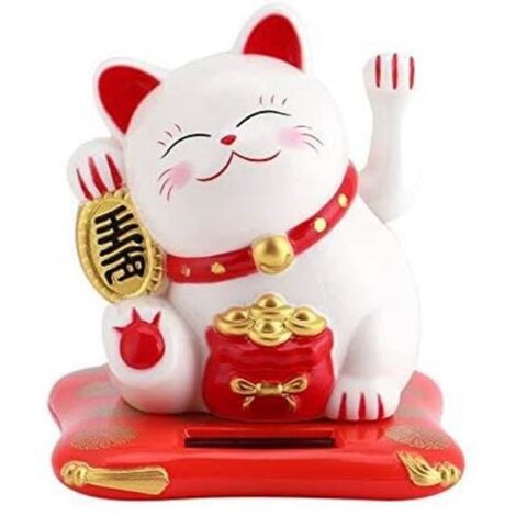 Lucky Cat- Solar alimenté Winke Chat Chanceux Chat Sweet Solar Chanceux pour la décoration Bureau (Color : White) (1/4)