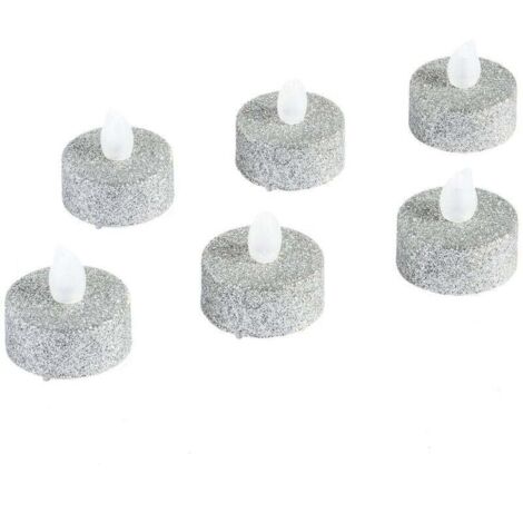 Lot de 6 Bougies Votive pailletées LED argent (1/2)