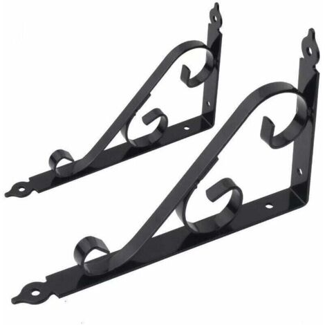 Support étagère Mural En Métal Support équerre Triangulaire 90 Degrés Multifonctionnel D'étagère De Support Avec Vis Pour Jardinage, Salle De Bains, Cuisine 250mm X 164mm 1 Paire (Noir) (1/5)