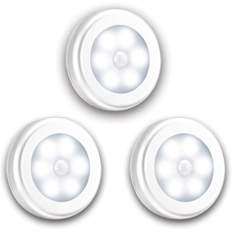 Lampes à détecteur de mouvement, lot de 3 veilleuses à LED, éclairage à détecteur de mouvement éclairage intérieur à piles, appliques murales pour couloirs, chambres à coucher, cuisines