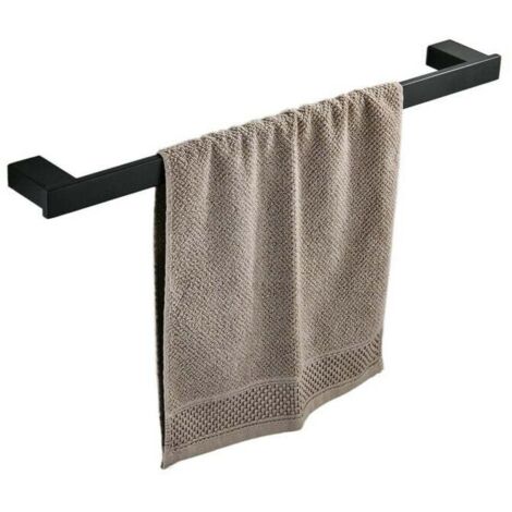 Porte-serviettes Salle de Bain, Barre de Serviette de Bain de Fixée au mur de SUS 304 en Acier Inoxydable, Barre Simple de Serviette, 61cm Noir (1/5)