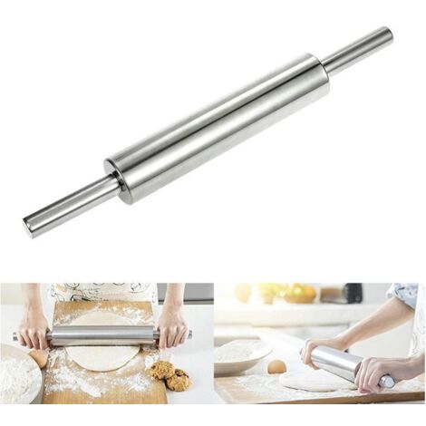 Rouleau à pâtisserie en acier inoxydable, rouleau à pâtisserie antiadhésif pour la cuisson de la pâte à pizza, outil de fabrication (1/4)
