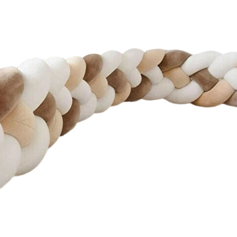 Tuserxln – Tour de lit bébé coussin serpent tressé velours – Protection douce – Dimensions 2m – Couleurs blanc, kaki, marron