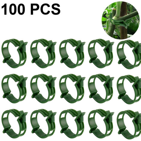 Lot de 100 clips de support pour plantes, clips de support de jardin, clips de jardin, vigne, vigne de tomate, légumes, plantes, treillis pour pousser à la verticale, rend les plantes plus saines.