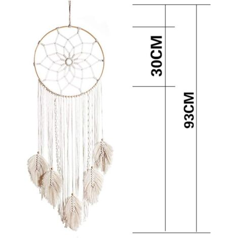 Attrape-rêves Blanc Délicat – Décoration Murale Faite Main, Style Nordique, Pour Chambre Ou Voiture - 9