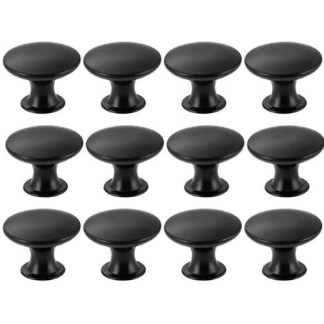 12PCS Bouton de Porte pour Cuisine Meuble Placard de 30mm Poignée Meuble Cuisine Noir