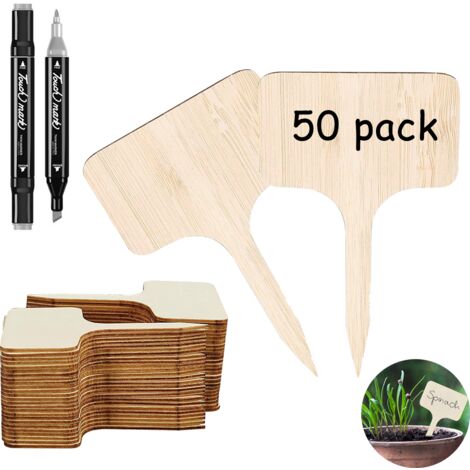 Panneaux en bois pour l'étiquetage : marqueurs de plantes en bois de qualité supérieure dans un lot de 60 étiquettes de plantes et stylo - belles étiquettes de plantes pour l'étiquetage résistant aux (1/5)