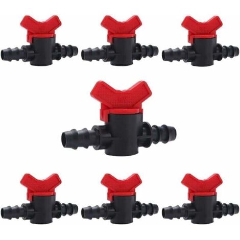 7 Pièces Vanne Commutation d'Irrigation, Irrigation Pipe Valve Switch, Robinet Jardin en Plastique PE, Robinet Barbelé Double Male, pour L'irrigation des Pelouses de Jardin, pour 16mm Tuyau, (1/5)