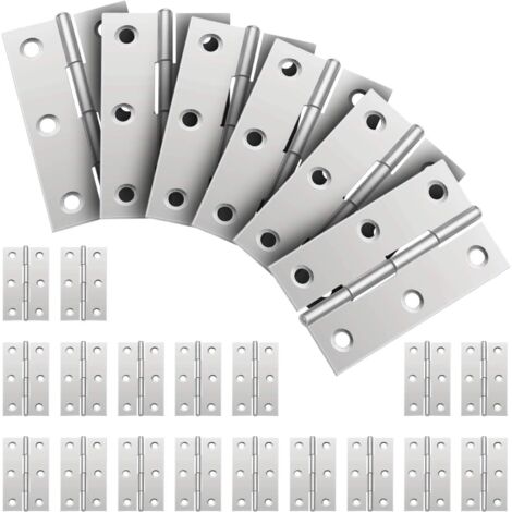 Connecteurs de charnières en acier inoxydable 24 pièces, charnière en acier inoxydable, charnières de porte pliables, charnières petite charnière de piano pour la quincaillerie de meubles, tiroir de porte de placard (1/5)