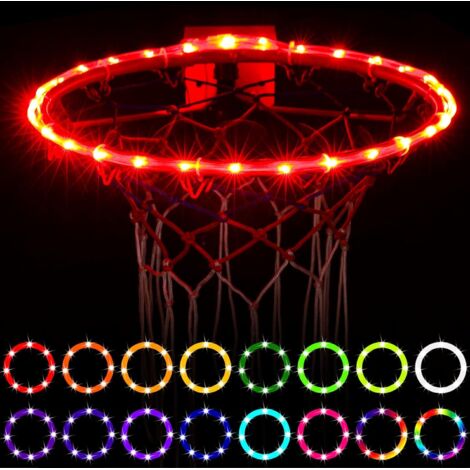 Lumières de panier de basket-ball, lumière LED de jante de basket-ball télécommandée, 16 changements de couleur par vous-même, étanche, super lumineux pour jouer la nuit à l'extérieur, bon cadeau pour (1/5)