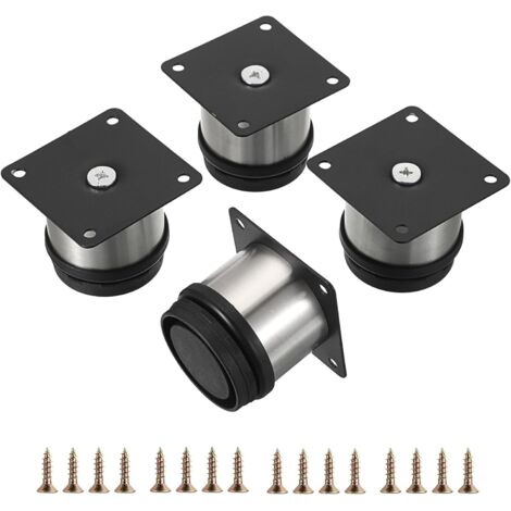 4x Pied de meuble réglable acier inoxydable rond diamètre 5cm Hauteur 60mm (1/5)