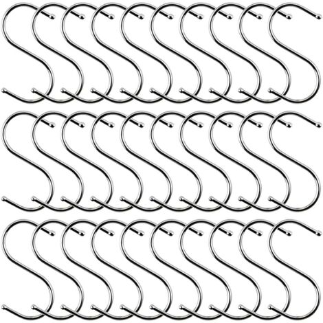 30 crochets de suspension en forme de S, crochets de cuisine en acier inoxydable de 7 cm crochets de suspension en forme de S crochets de suspension en métal antirouille crochets en métal pour cuisine (1/4)