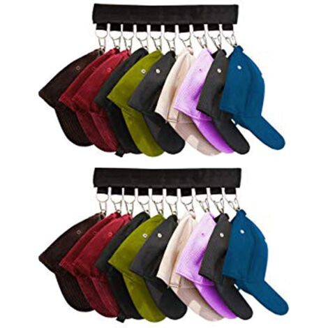 Lot de 2 10 organisateurs de chapeau crochet boucle bande capuchon organisateur en acier inoxydable cintre, cintres pliants vêtements pliable support de séchage pour voyage (1/5)