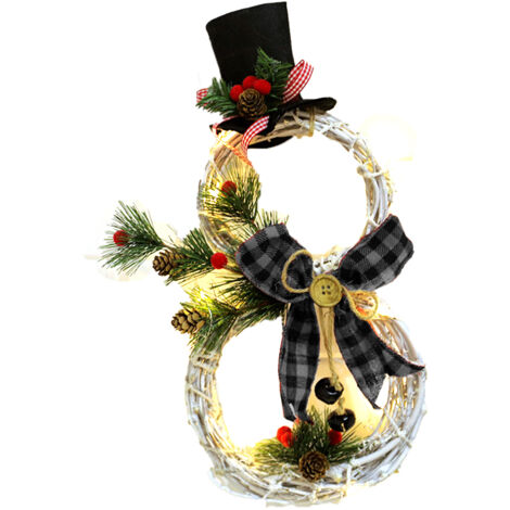 Décoration de couronne de noël éclairée, couronne de vigne pour porte d'entrée, décoration murale de jardin de maison (1/5)