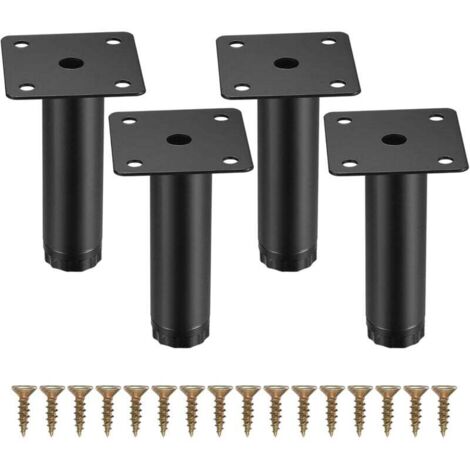 4 Pièces Pieds de Meuble, 8 cm/3,15 Pouces Pieds de Meubles Réglables, Pieds de Support en Fixation en Métal pour Meubles/Table/Chaise/Bureau/Cuisine/Armoire/Canapé (1/5)