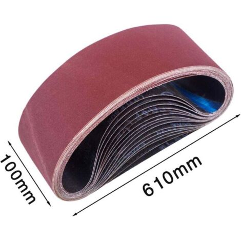 Bande Abrasive 100 x 610 mm(15 pièces), Bandes Abrasives Mixte (3x grains 80/120/150/240/400) pour Ponceuses à Bande,bande abrasive de ponceuse (1/5)