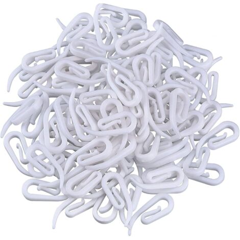 Schneespitze 200Pcs Paquets de Crochets de Rideau Crochets Rideaux en Plastique Crochet Tringle à Rideaux pour Rideaux De Douche/Draperies/Rideaux De FenêTre/Plis Au Crayon, 28 x 12 mm (1/5)