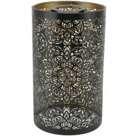Abat-Jour Sculpture Creuse Abat-Jour En Fer Forgé Abat-Jour En Fer Table Circulaire Abat-Jour Moderne En Métal Cylindrique Motif Circulaire E27 E26 Table De Chevet Décorative (1/4)
