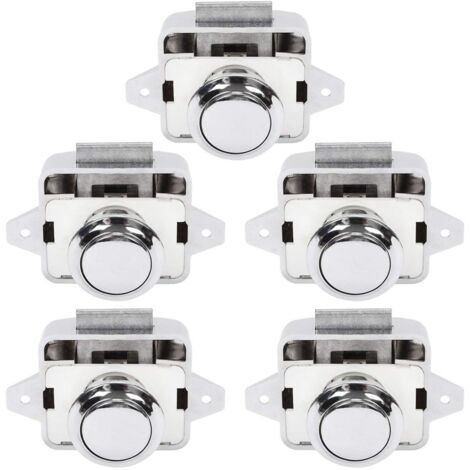 Bouton poussoir pour camping-car - Bouton de fermeture de porte de placard pour camping-car, caravane, 5 pièces, argent (1/5)