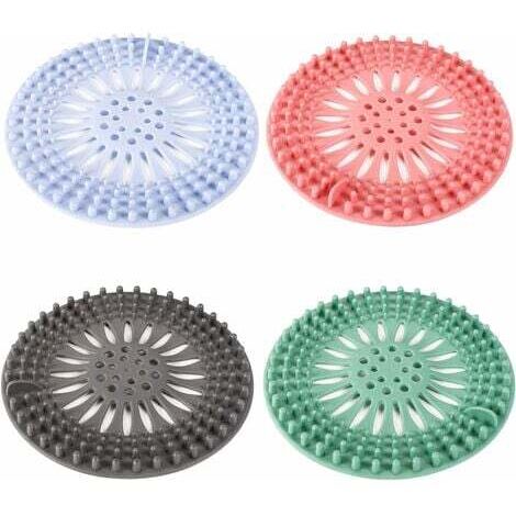 Filtre à Cheveux en Silicone, 4 Pcs Filtre Protecteur de Drain Couvercles de Drain de Douche pour Attraper Les Cheveux, Utilisé dans La Baignoire, Salle de Bain, Cuisine (1/5)