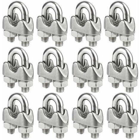 Lot de 12 serre-câbles inox pour câble métal diamètre 4mm (M4) (1/5)