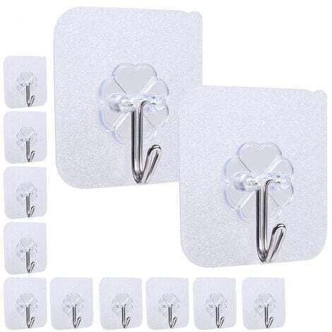 12x Crochets Adhésifs Imperméables Transparents Convient,pour Salon, Salle de Bain Cuisine (1/5)