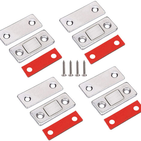 Jooheli Aimant de placard, Lot de 8 loquets magnétiques ultra fins pour porte de loquet magnétique pour porte de loquet aimanté pour armoire de cuisine, serrure magnétique (1/5)