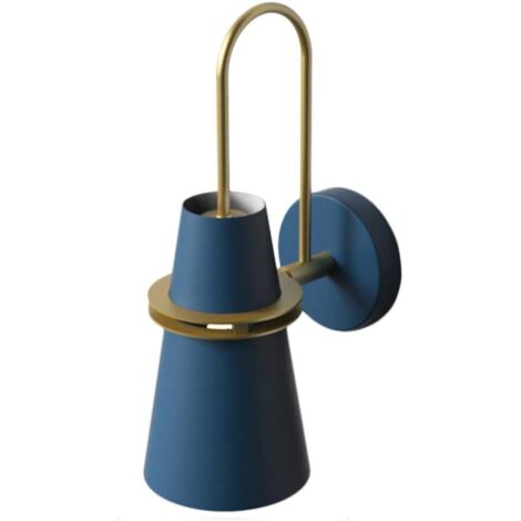 MOWZE Applique murale en corne colorée HJXDtech, Luminaire Mural en Métal Moderne Nordique E27, Lampe murale en laiton de style industriel pour salon de chambre à coucher d'allée de restaurant - Bleu