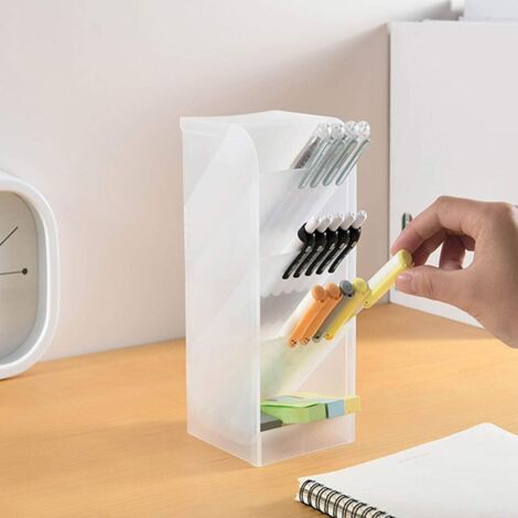 Boîtes Rangement Tiroirs Lot 4 Organiseurs Bureau Empilables - - Blanc Transparent - Pour Stylos Fournitures Organiseur Tiroir Blanc Transparent