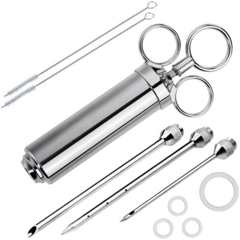 Injecteur de marinade de viande en acier inoxydable 304 3 aiguilles assaisonnement de sauce barbecue fumoir gril bête dinde accessoires de condiments de cuisson (1/5)