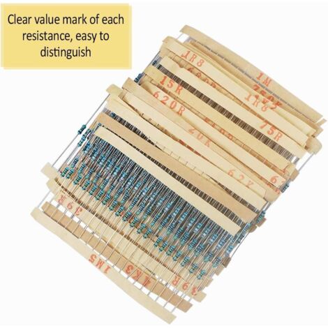 Kit De 2600 Résistances 1/4W AYWHP - 130 Valeurs De 1 Ohm à 3M Ohm, Film Métallique, Anneaux Couleur, Pour Bricolage électronique - 11