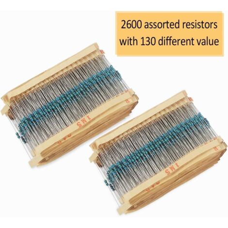Kit De 2600 Résistances 1/4W AYWHP - 130 Valeurs De 1 Ohm à 3M Ohm, Film Métallique, Anneaux Couleur, Pour Bricolage électronique - 5