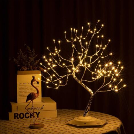 Lampe de Table Bonsai Tree Light Arbre Artificiel Led Lumière, 8 Modes 20"/50cm 108L Lampe LED de Bureau Décoration de Chambre Mignonne, pour Maison/Mariage/Fête/Festival/Décorations de Nol, Alimenté (1/5)