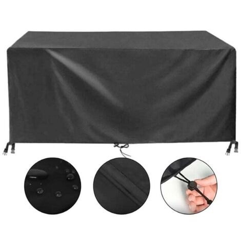 Housse Salon de Jardin Exterieur Imperméable Tissu Oxford 420D Coupe-Vent Anti-UV Housse de Protection Table de Jardin, Rectangulaire (152x104x74cm) - Noir (1/5)